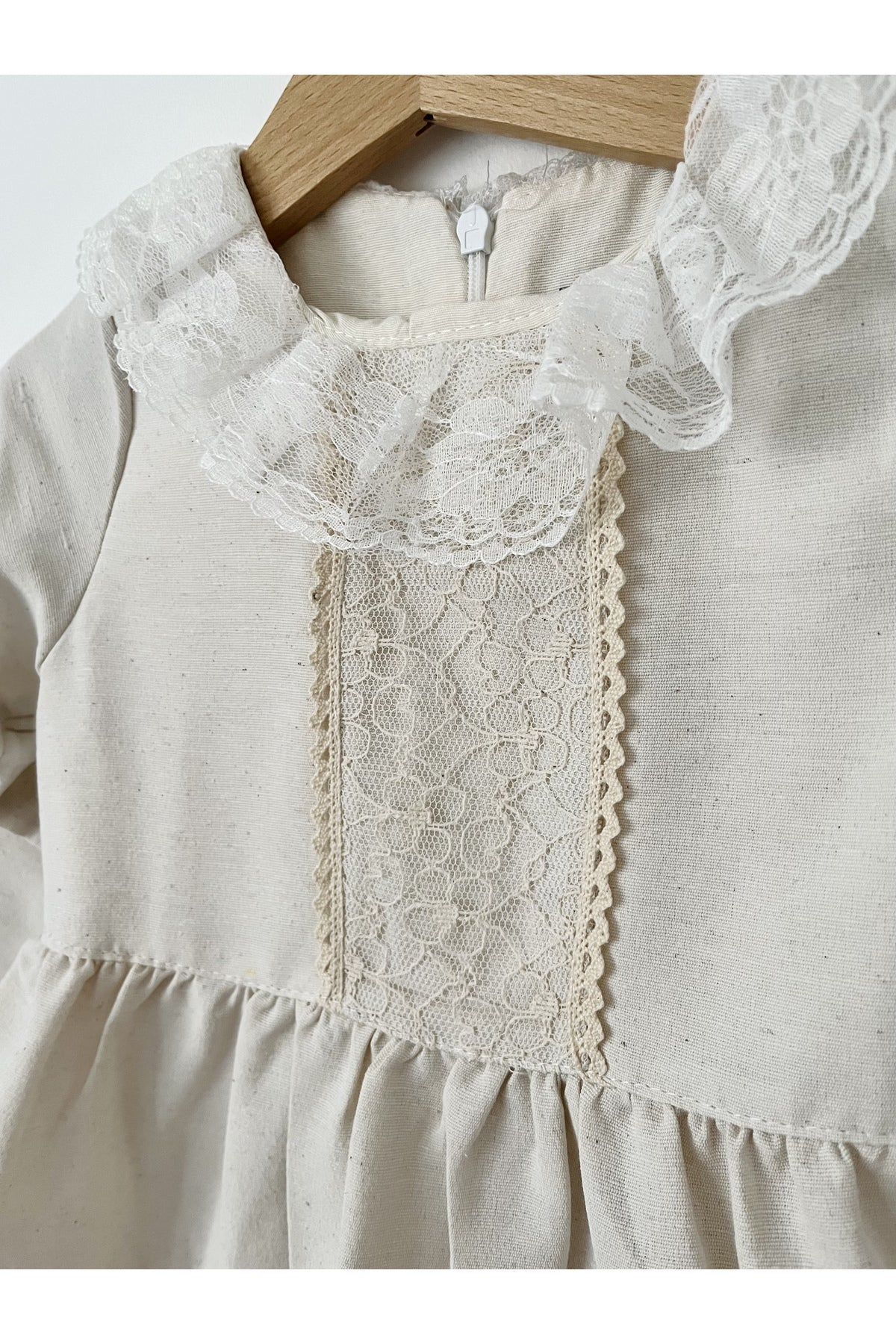 Ivory Lace Linen Smock Dress - Mini Me