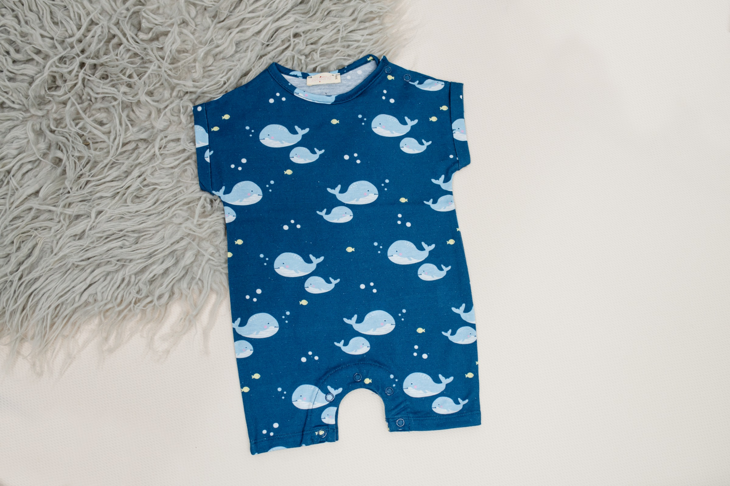 Navy Whale Print Baby Overall - Mini Me