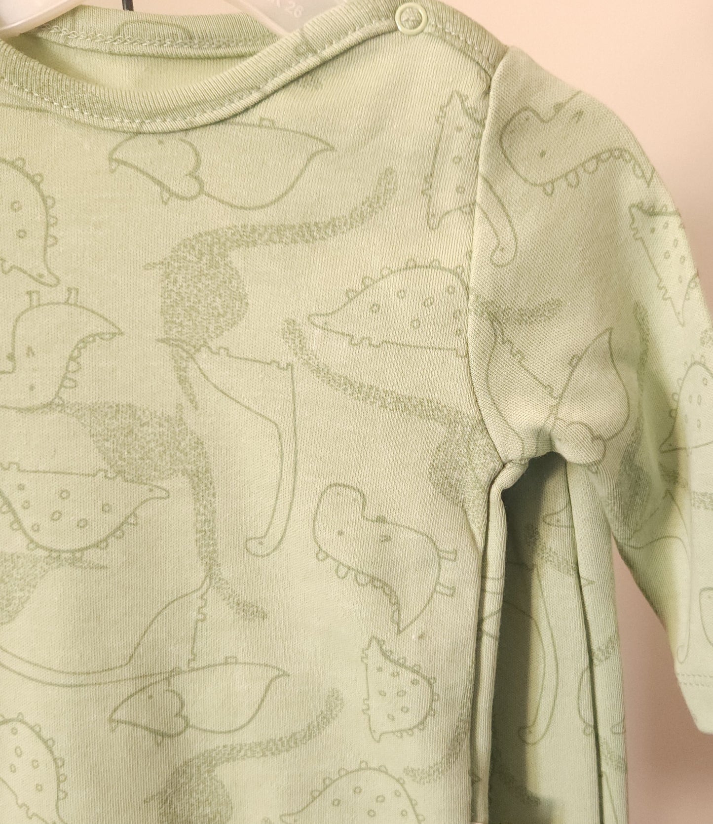 Organic Cotton Green Dinosaur Print Bodysuit and Footed Pant - Mini Me