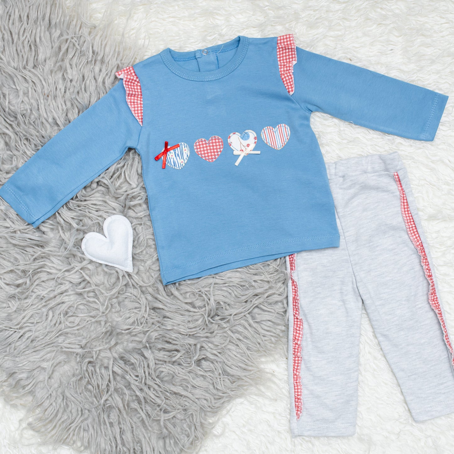 Blue Heart Pant and Body Set - Mini Me Mauritius