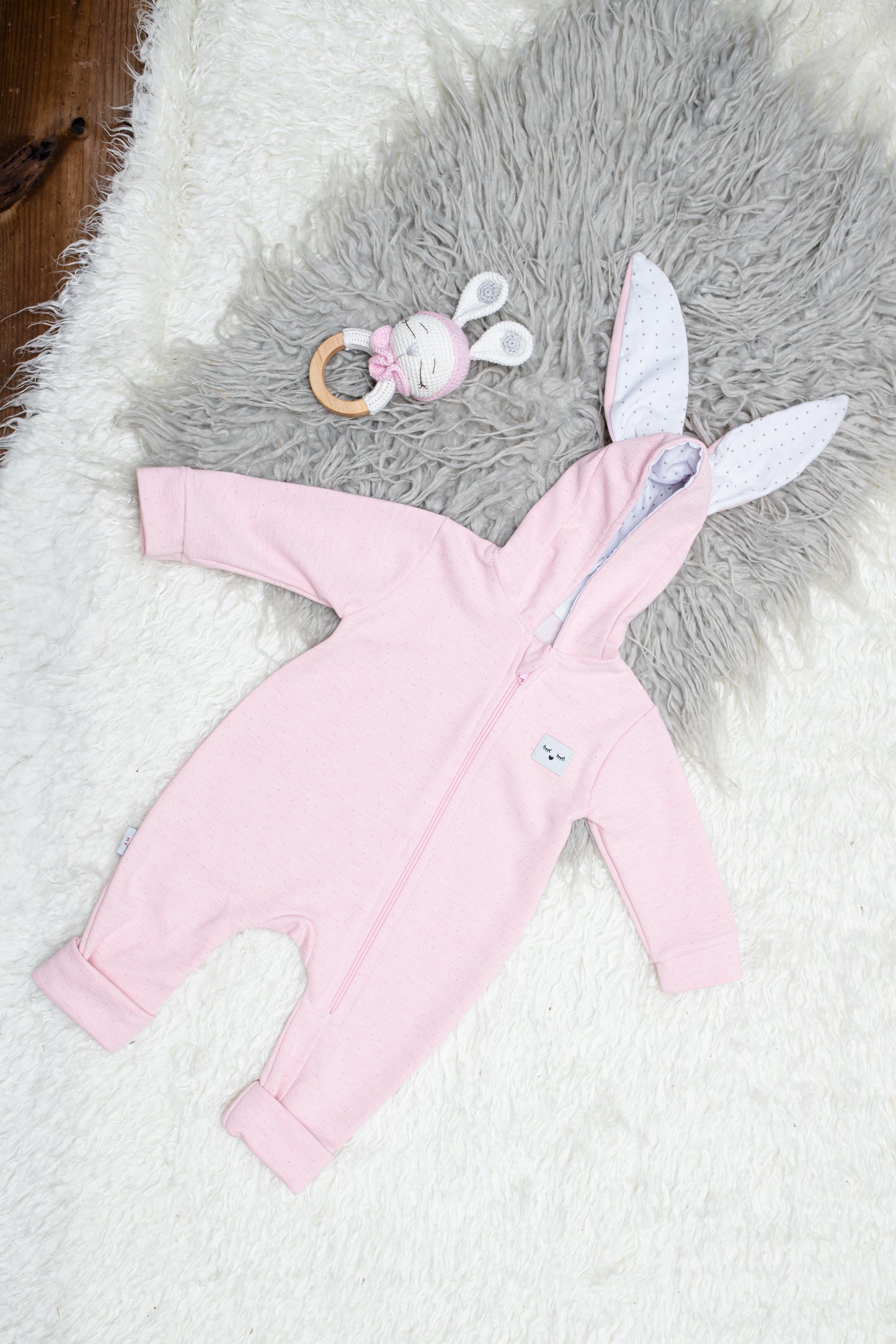 Pink Sparkly Bunny Eared Romper - Mini Me