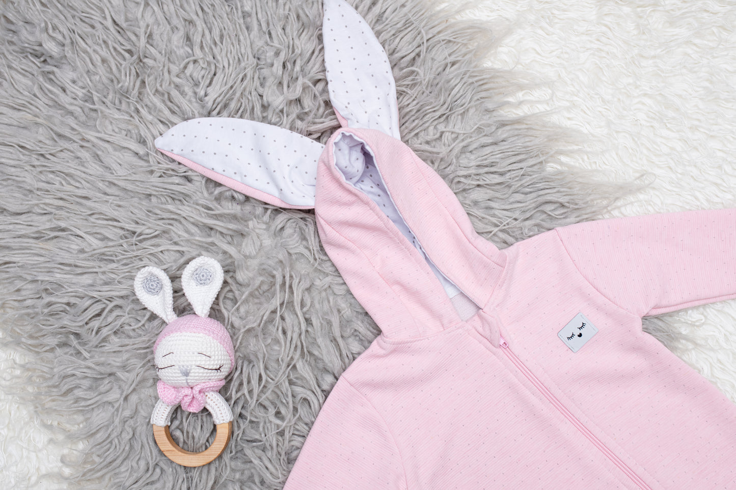 Pink Sparkly Bunny Eared Romper - Mini Me