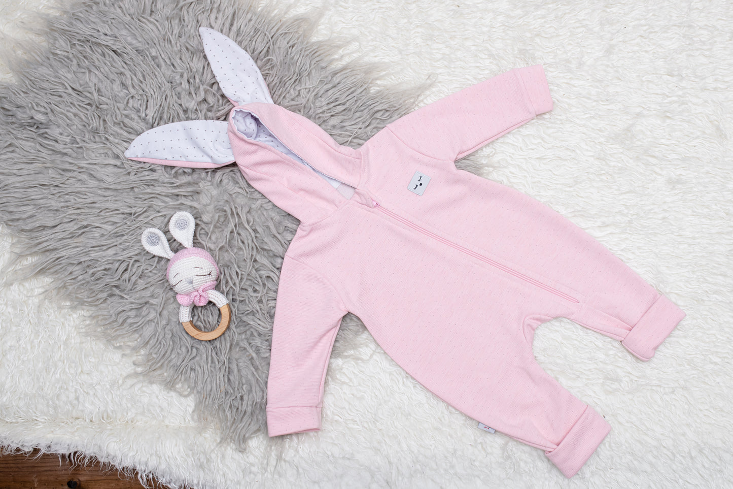Pink Sparkly Bunny Eared Romper - Mini Me