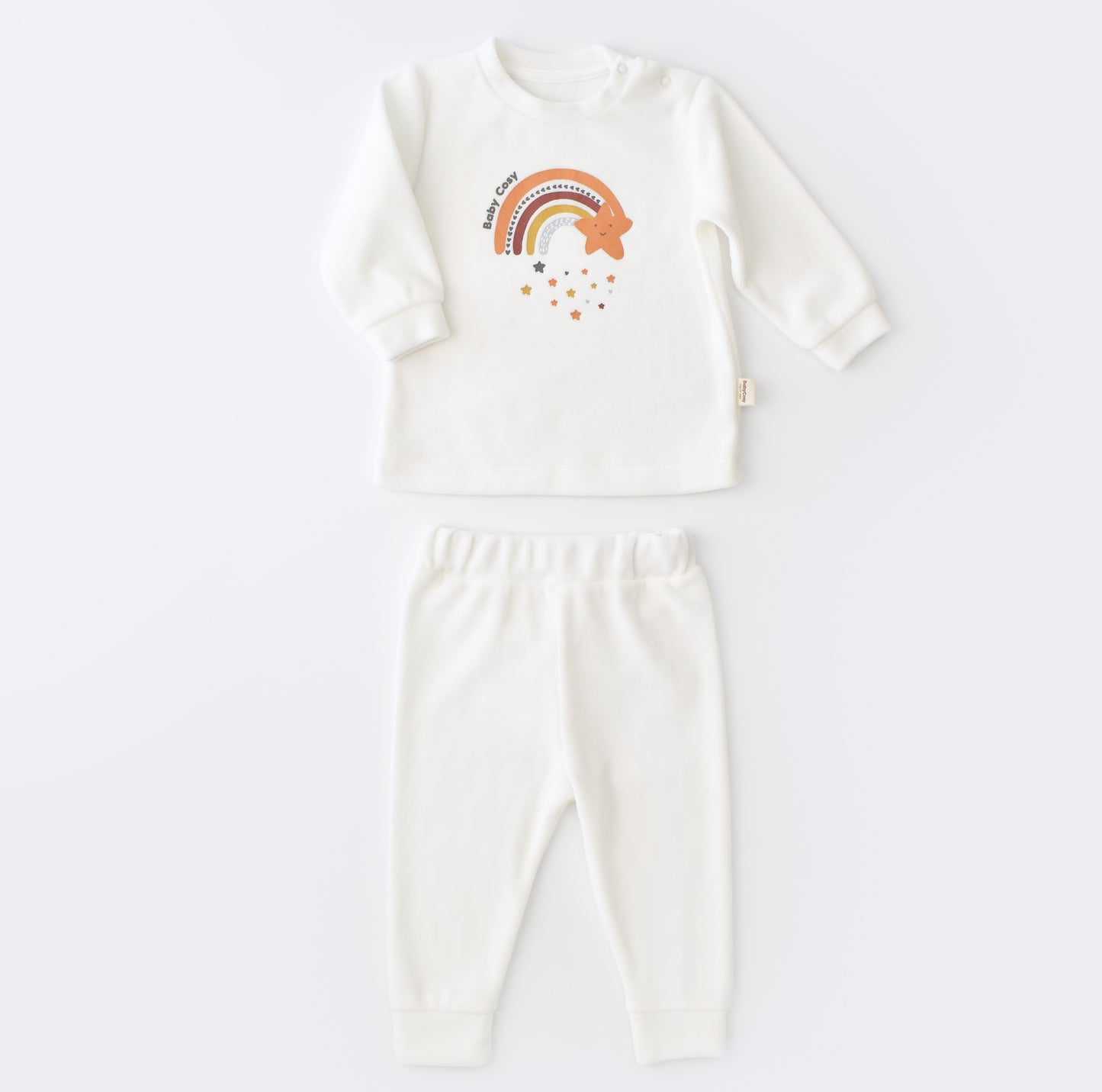 Star Velvet Long Sleeved Body & Pant Set / Organic Cotton - MiniMe.mu
