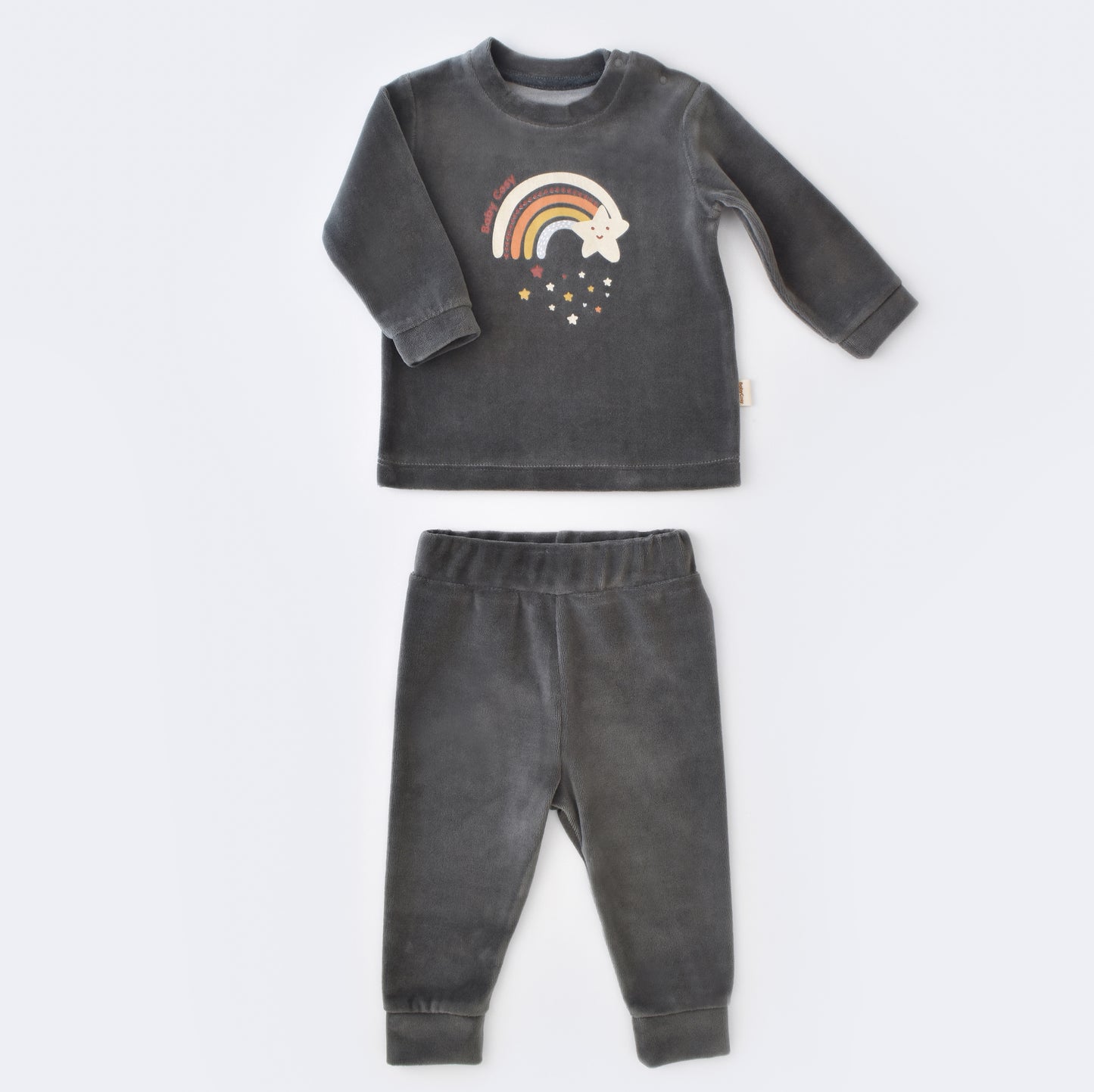 Star Velvet Long Sleeved Body & Pant Set / Organic Cotton - MiniMe.mu