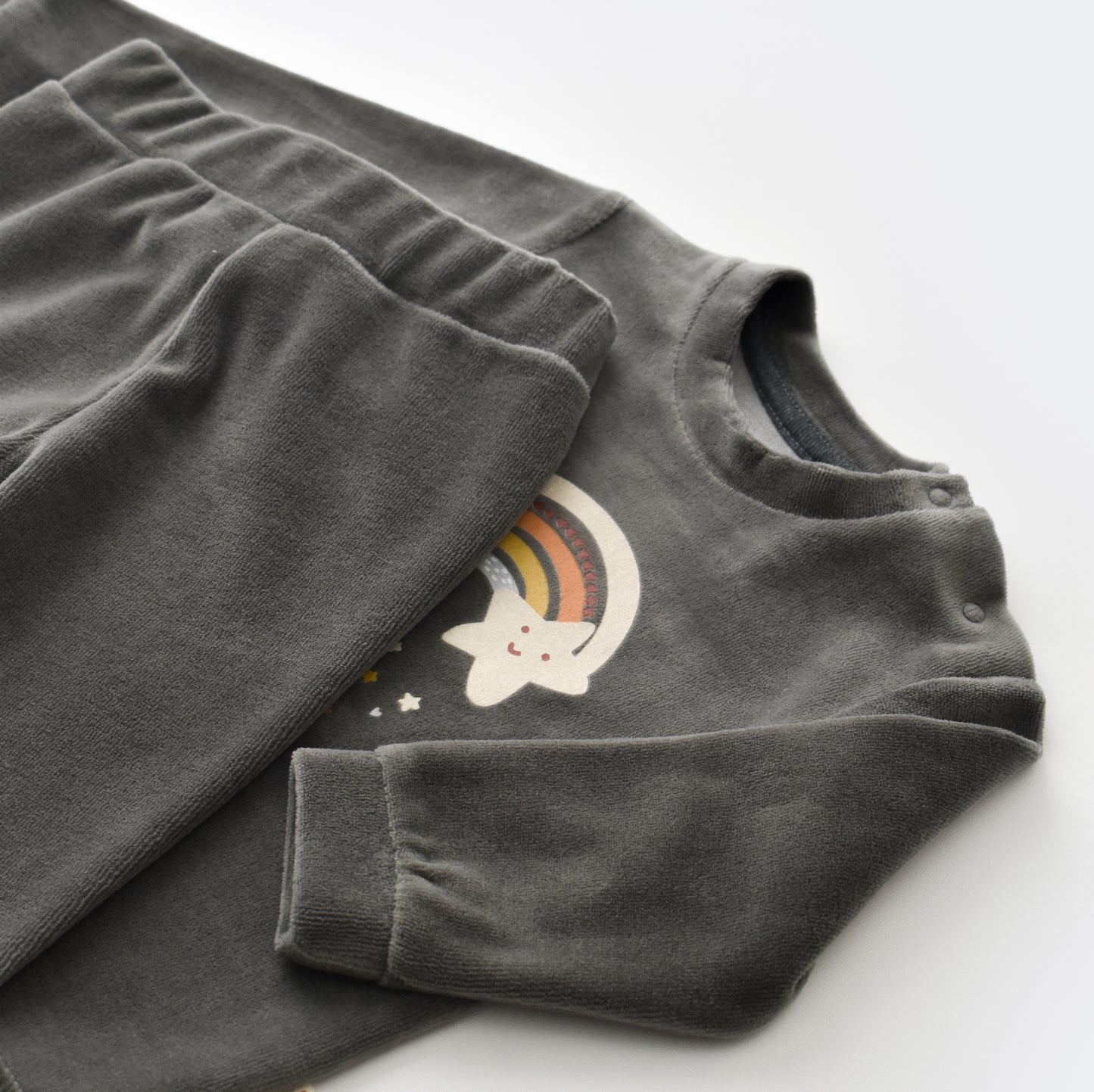 Star Velvet Long Sleeved Body & Pant Set / Organic Cotton - MiniMe.mu