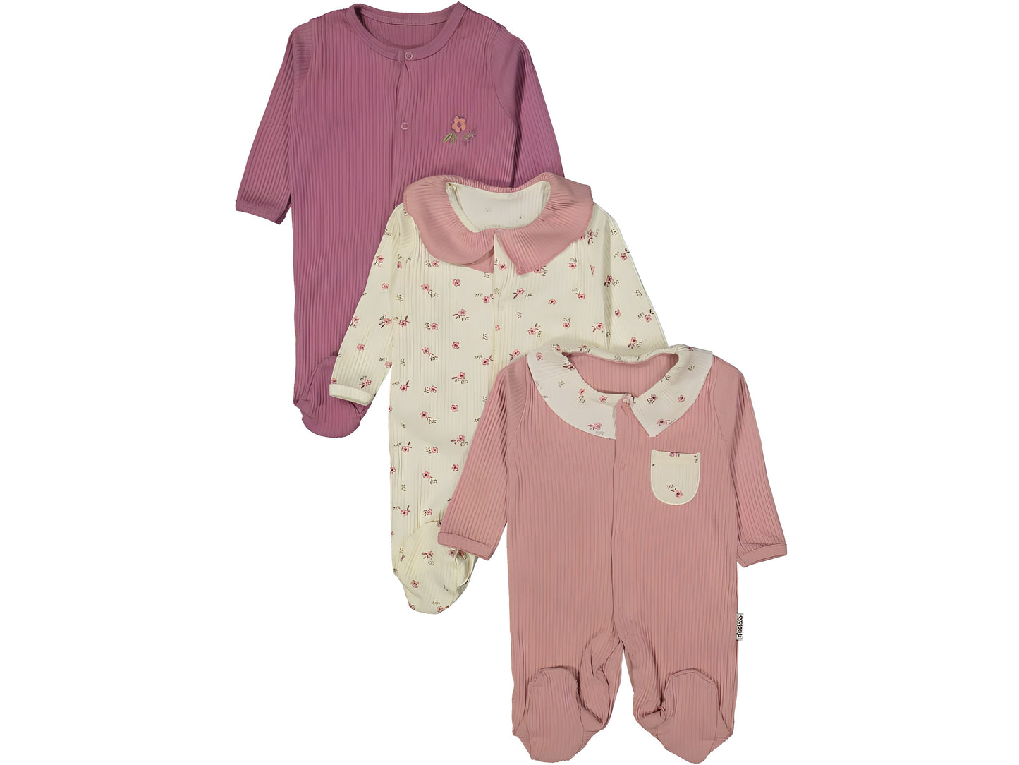 Floral 3 PCs Footed Onesie - Mini Me Mauritius
