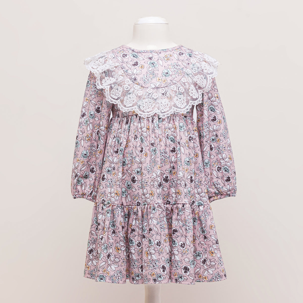 Mystic Pink Lace Floral Dress - Mini Me