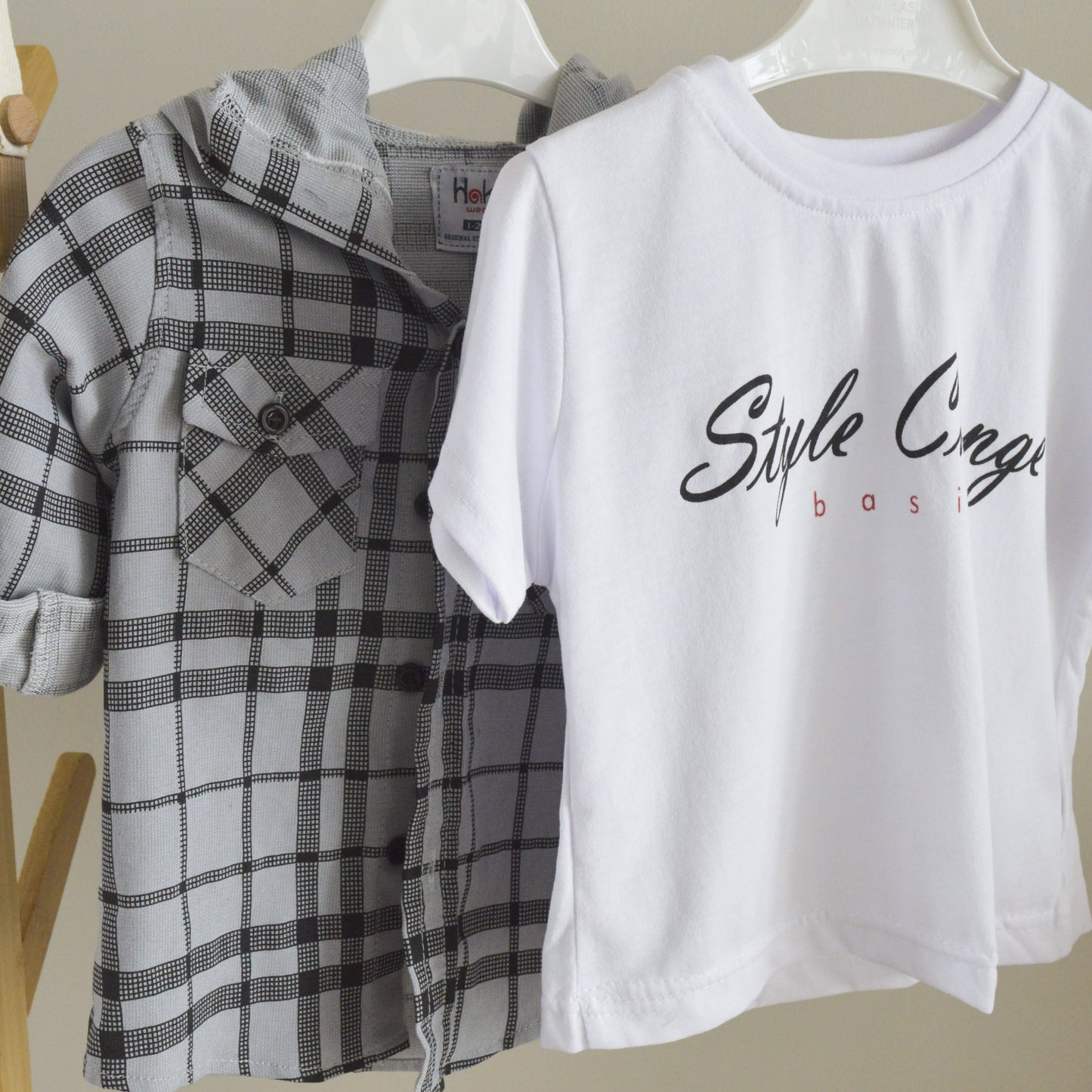 Plaid Shirt and Tshirt Set - Mini Me