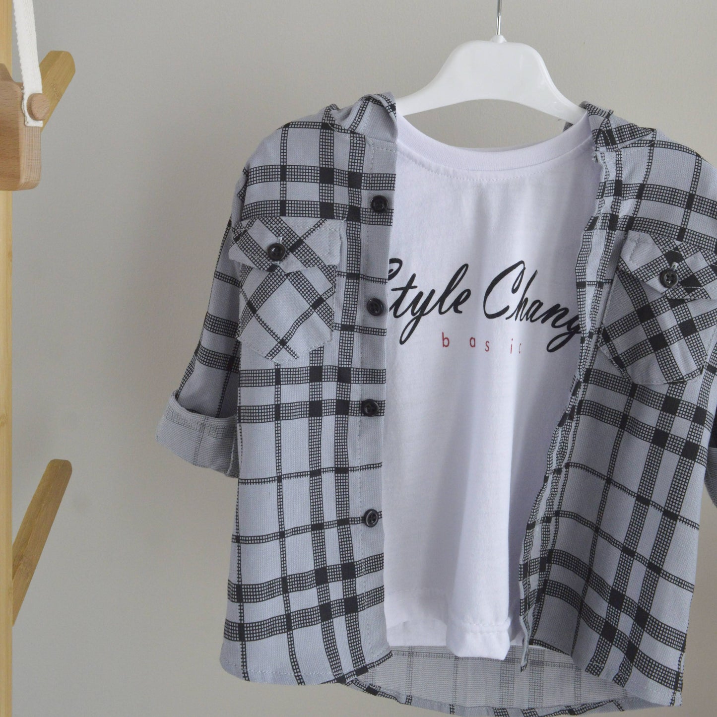 Plaid Shirt and Tshirt Set - Mini Me