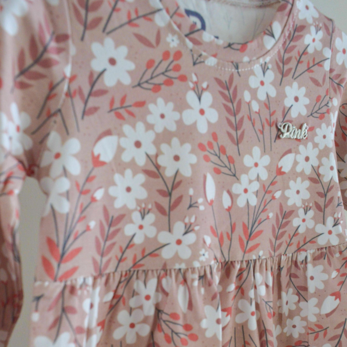 Ella Dusty Pink Floral Tiered Dress - Mini Me