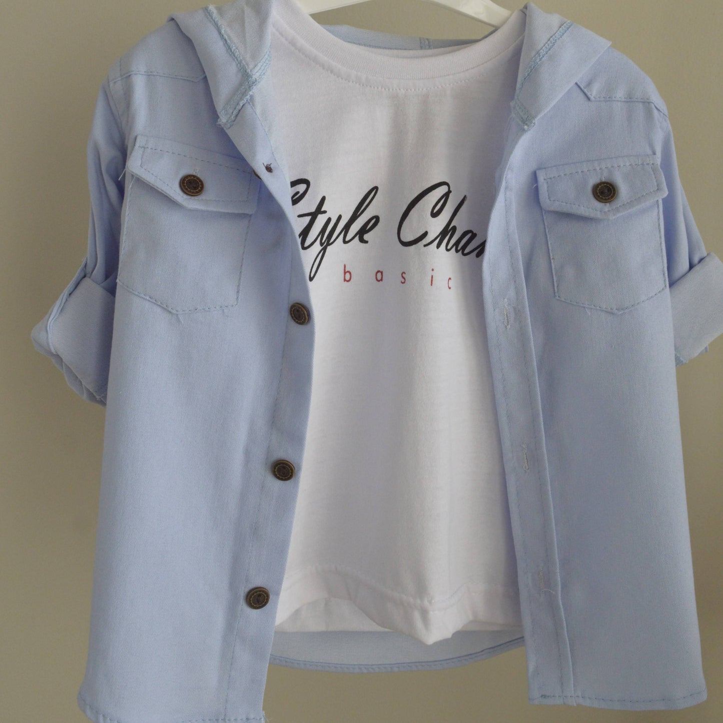 Light Blue Shirt and Tshirt Set - Mini Me