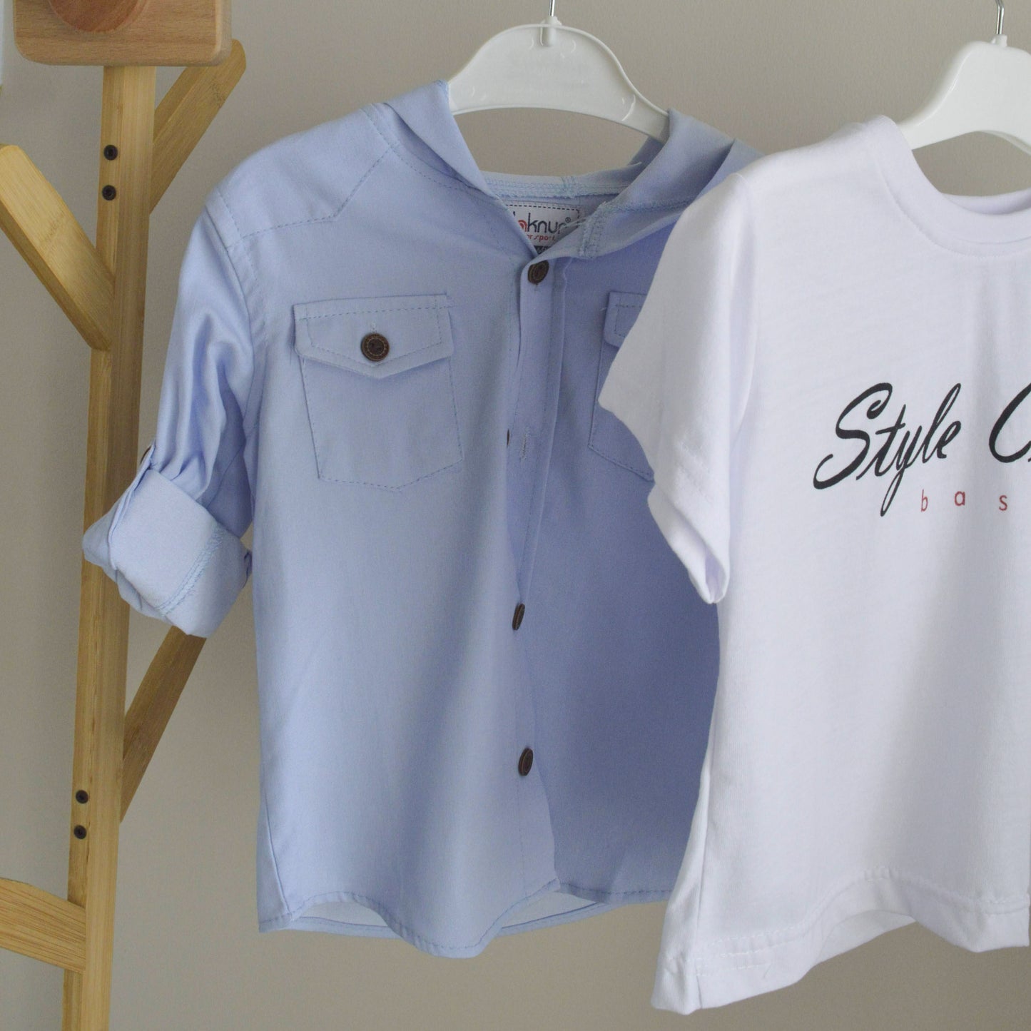 Light Blue Shirt and Tshirt Set - Mini Me