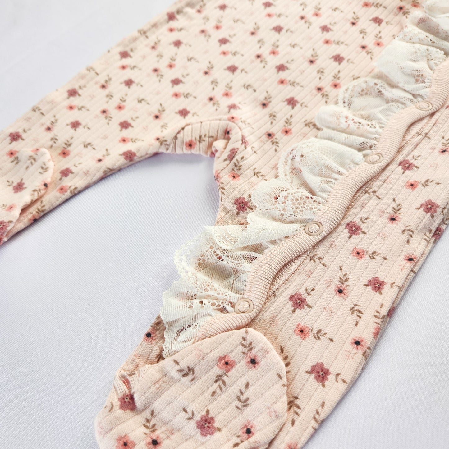 Paisley Floral Romper with a Lace Ruffle - Mini Me Mauritius