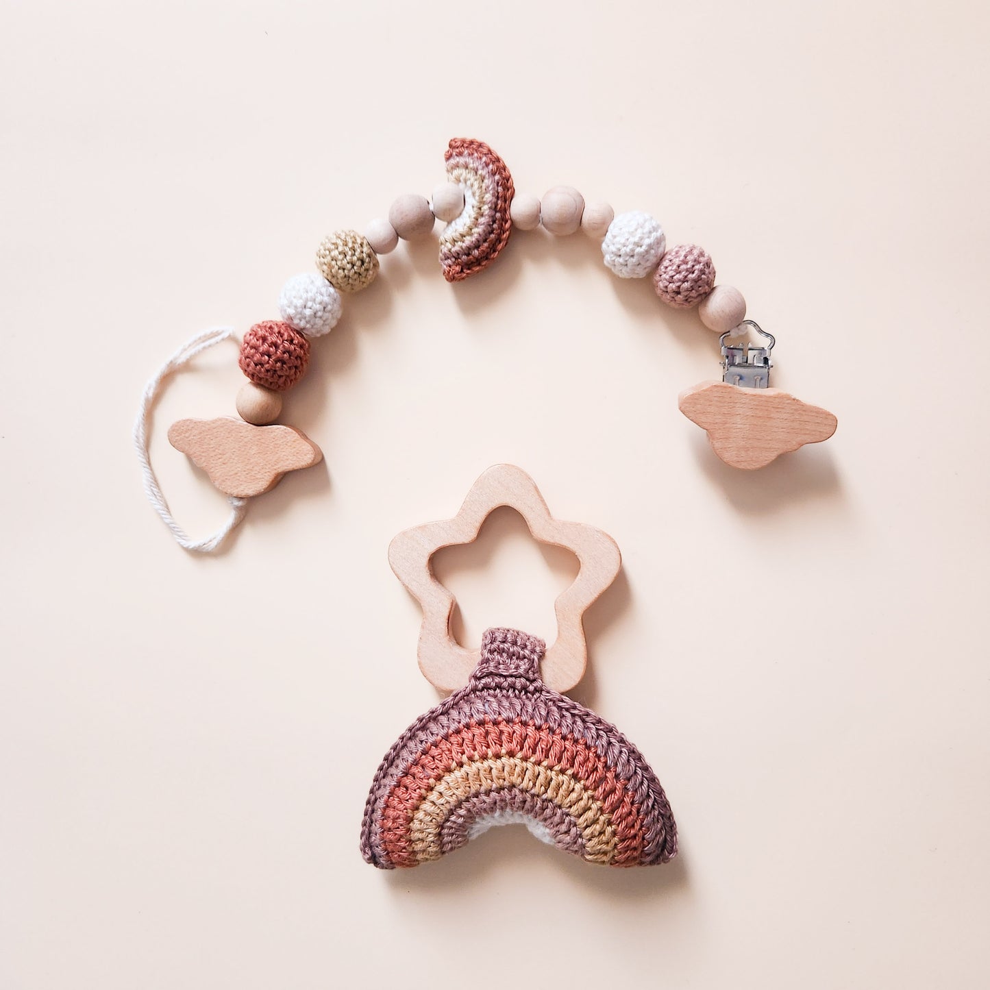 Rainbow Crochet and Pacifier Chain- Mini Me Mauritius