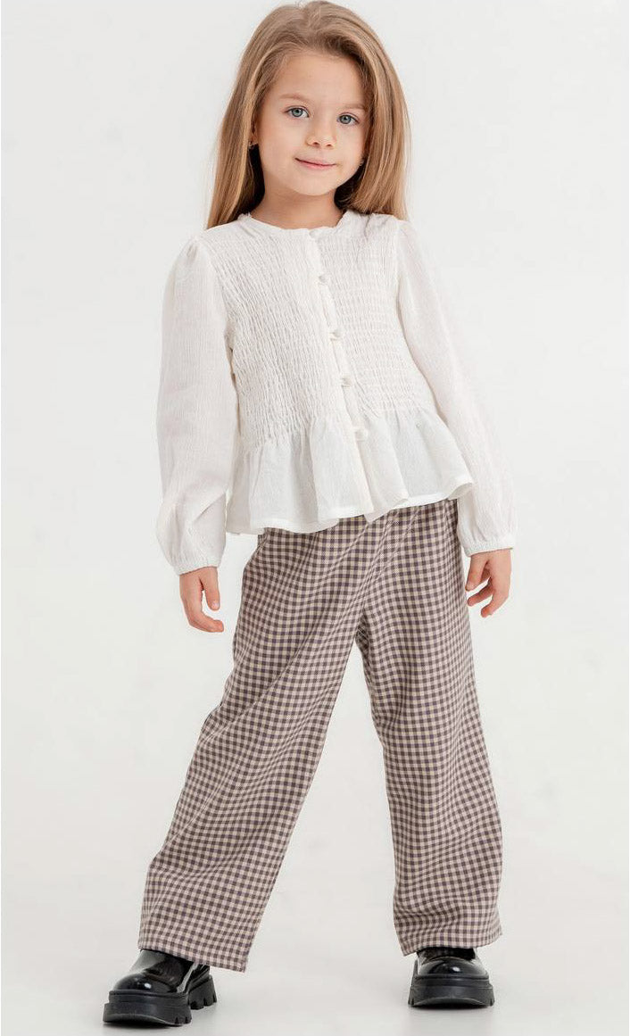 Honeycomb Smocked Top and Plaid Pants