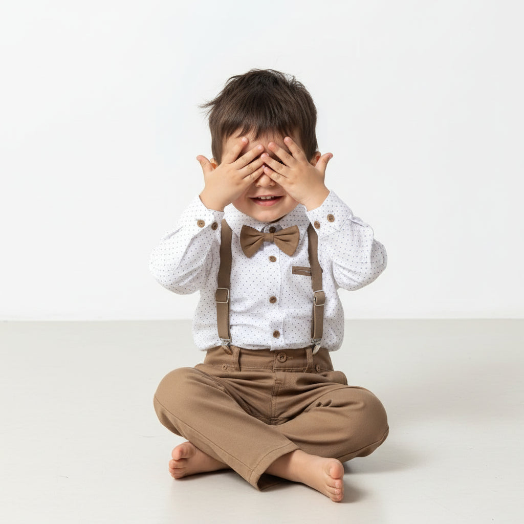 Kids Gentleman Outfit with Suspenders & Bow Tie - Mini Me