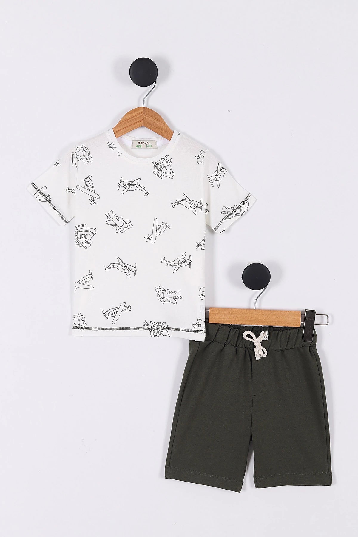 Plane Print Casual Short Set