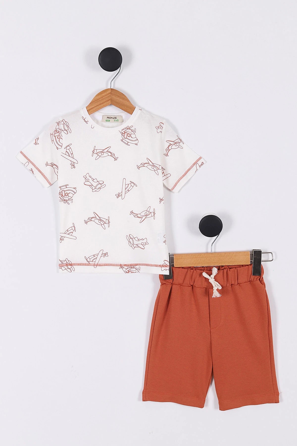 Plane Print Casual Short Set