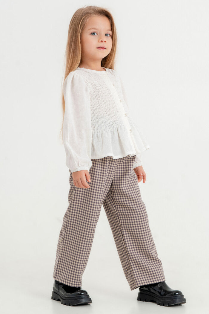 Honeycomb Smocked Top and Plaid Pants
