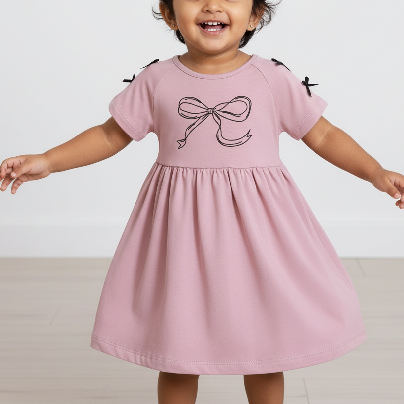 Mini Bow Cotton Dress - Mini Me