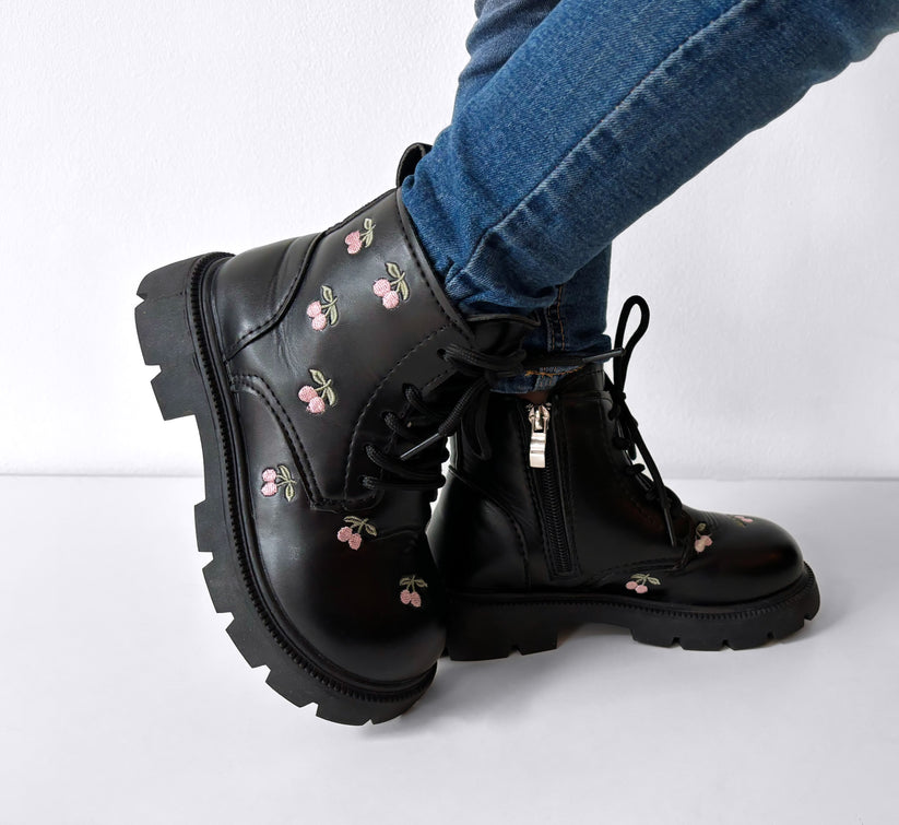 Cherry Embroidered Boots