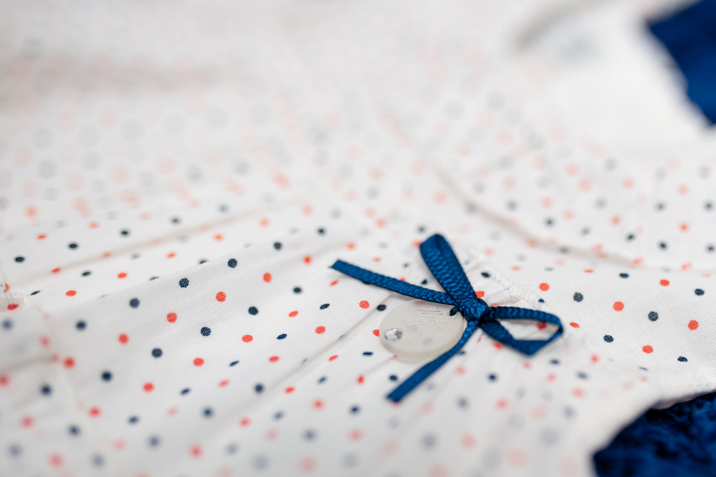 White Navy Polka Dot Blouse & Leggings - Mini Me