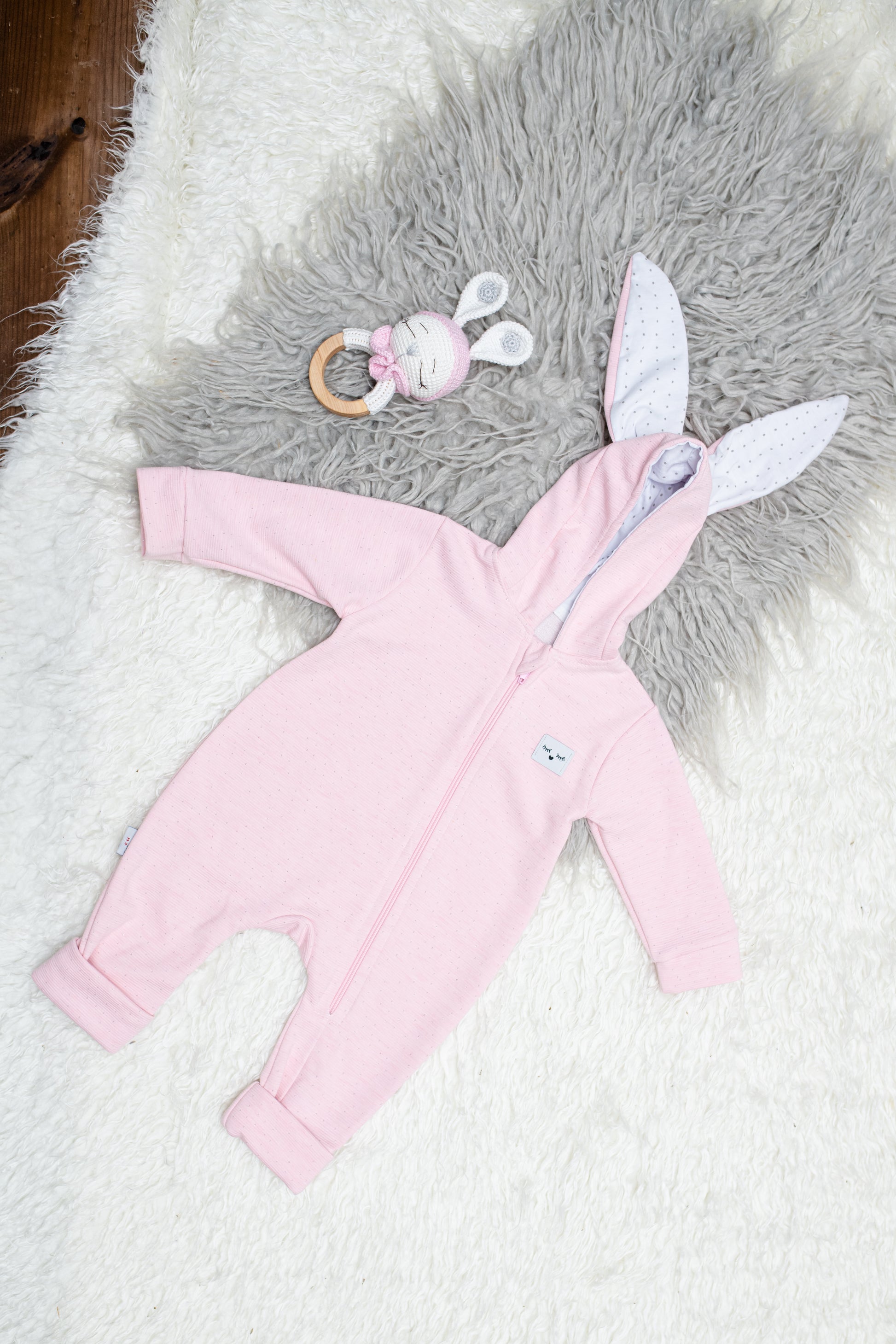 Pink Sparkly Bunny Eared Romper - Mini Me