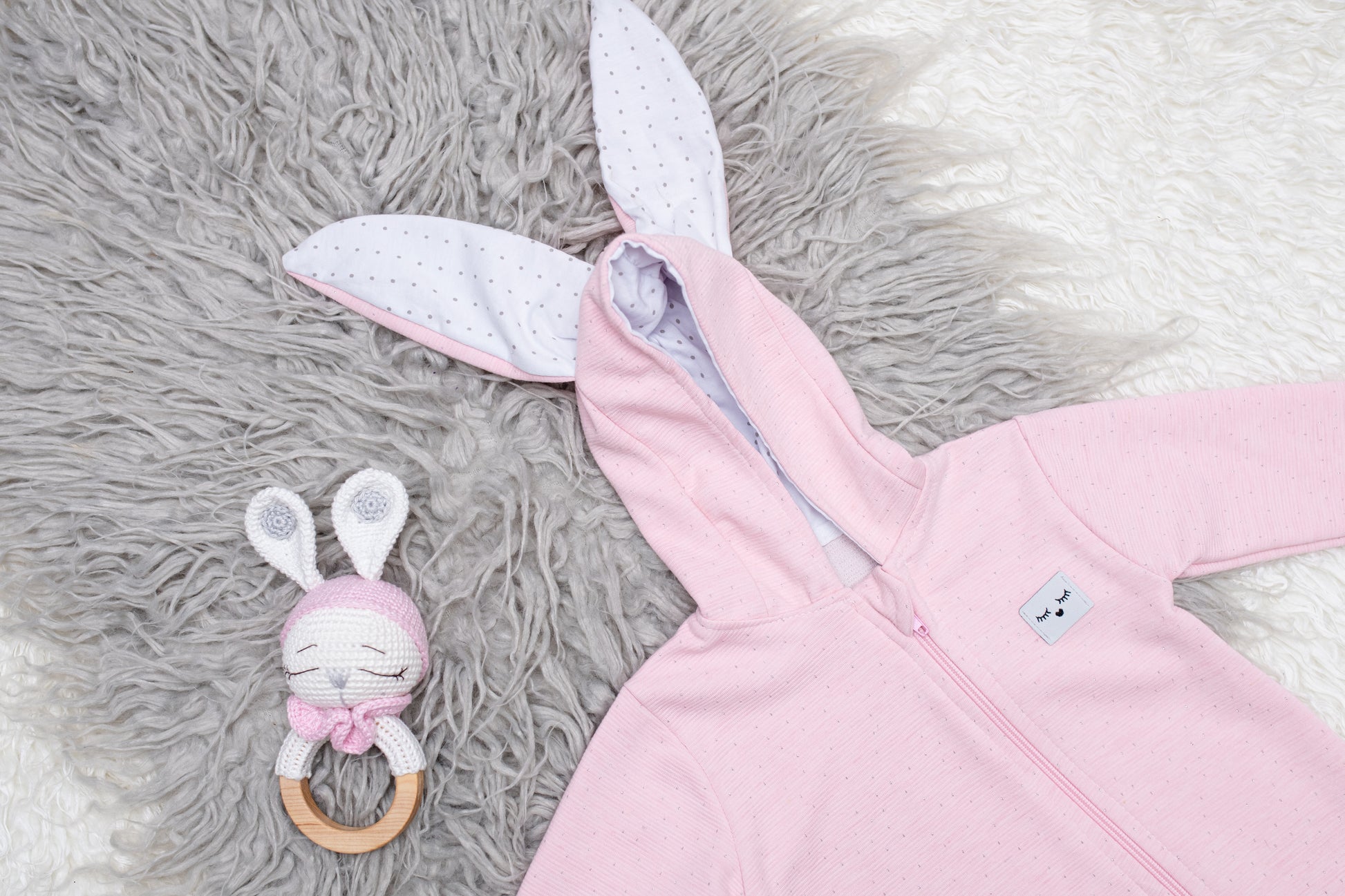 Pink Sparkly Bunny Eared Romper - Mini Me