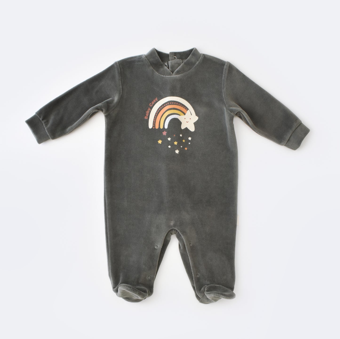 Star Velvet Footed Romper / Organic Cotton - MiniMe.mu
