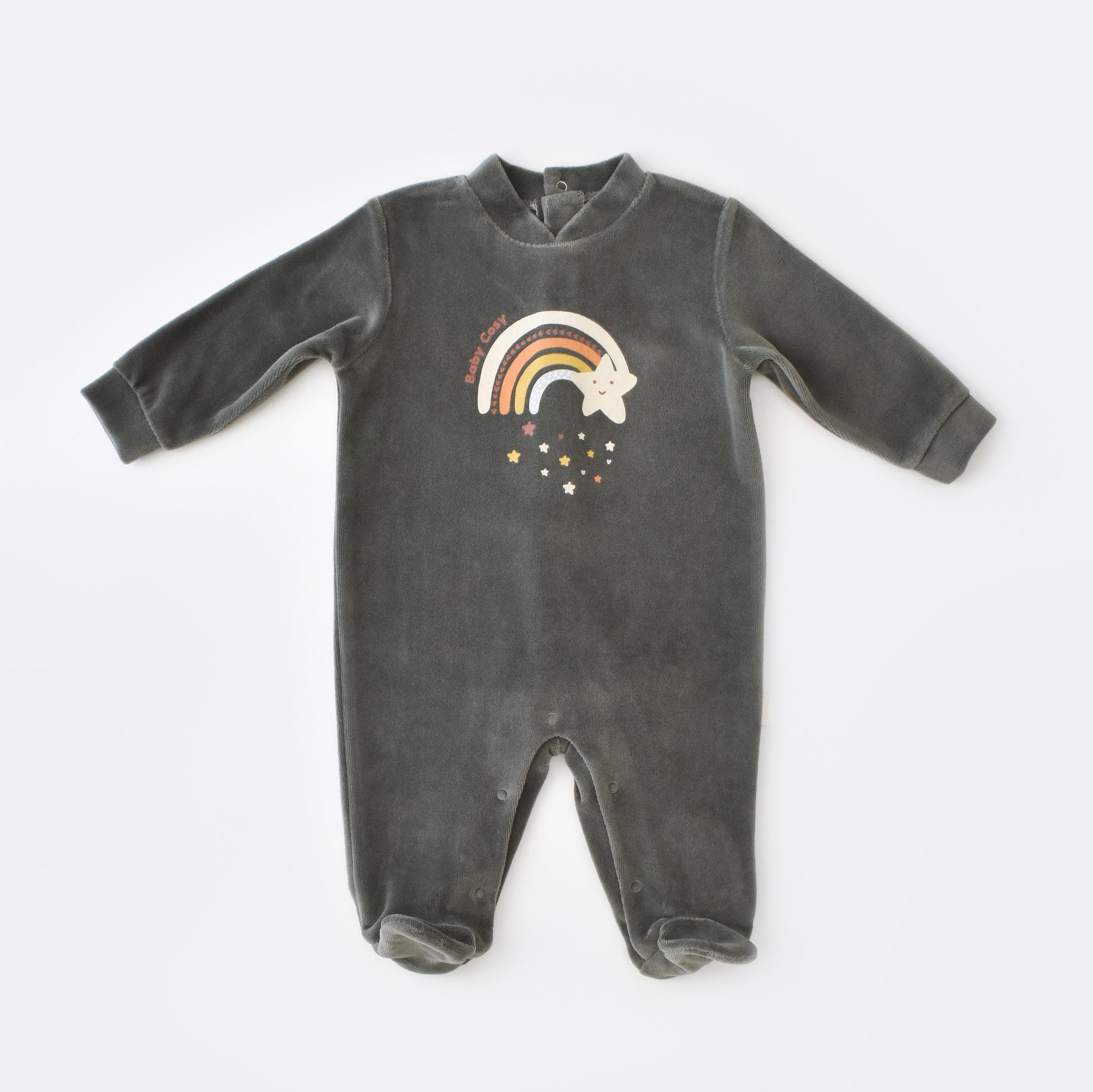 Star Velvet Footed Romper / Organic Cotton - MiniMe.mu