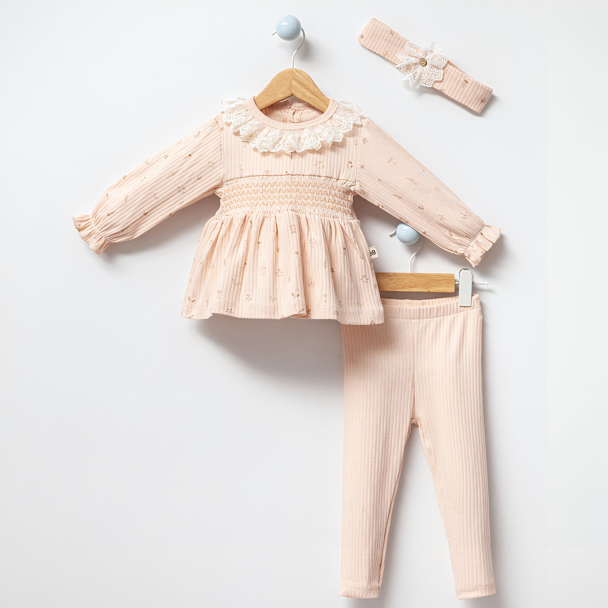 Peachy Tales Rib Peplum Set - Mini Me