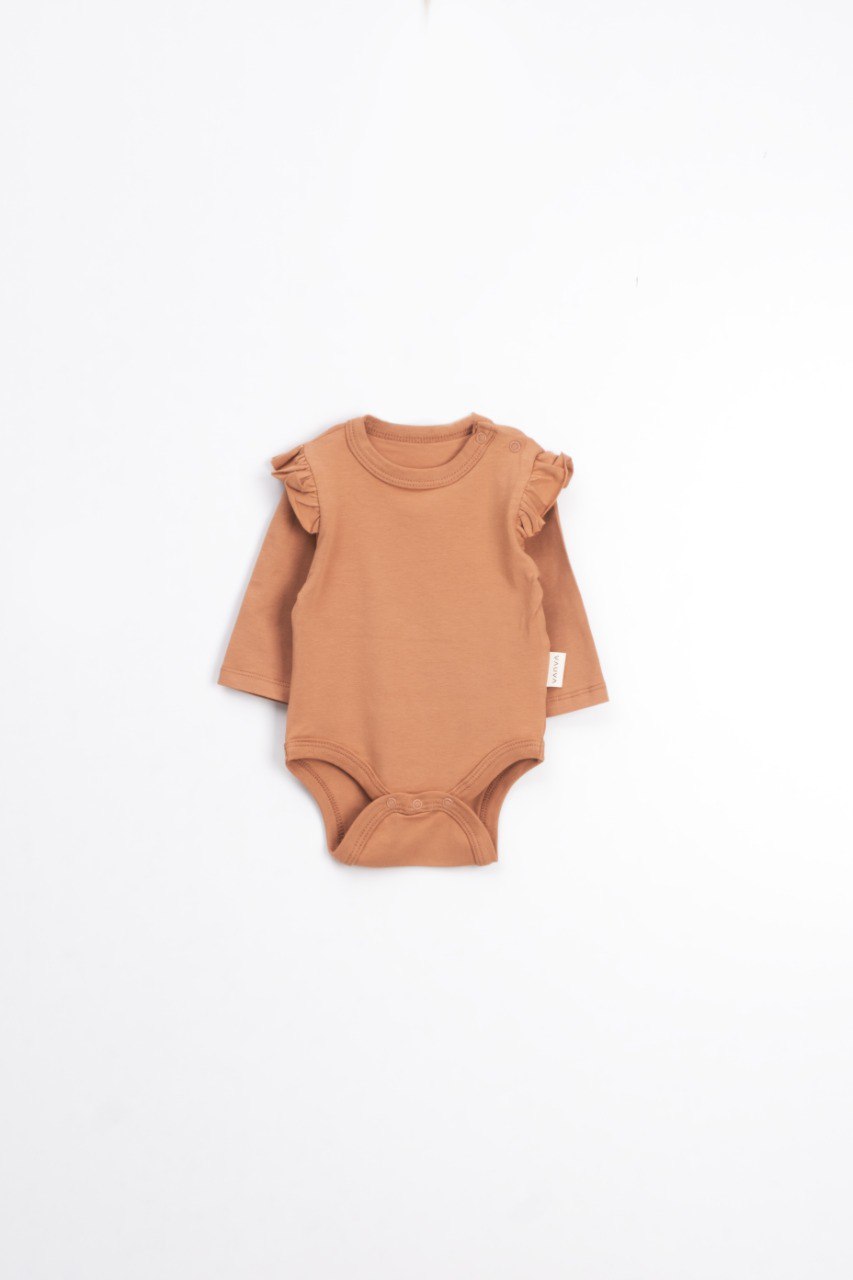Basic Cotton Long Sleeved Ruffle Bodysuit