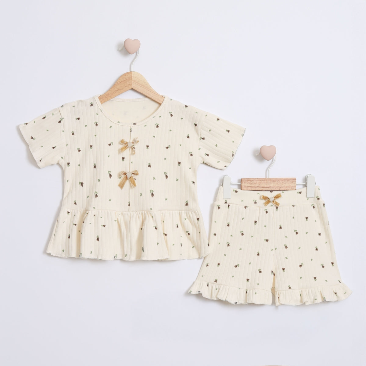 Ditsy Floral Ribbed Short Set - Mini Me