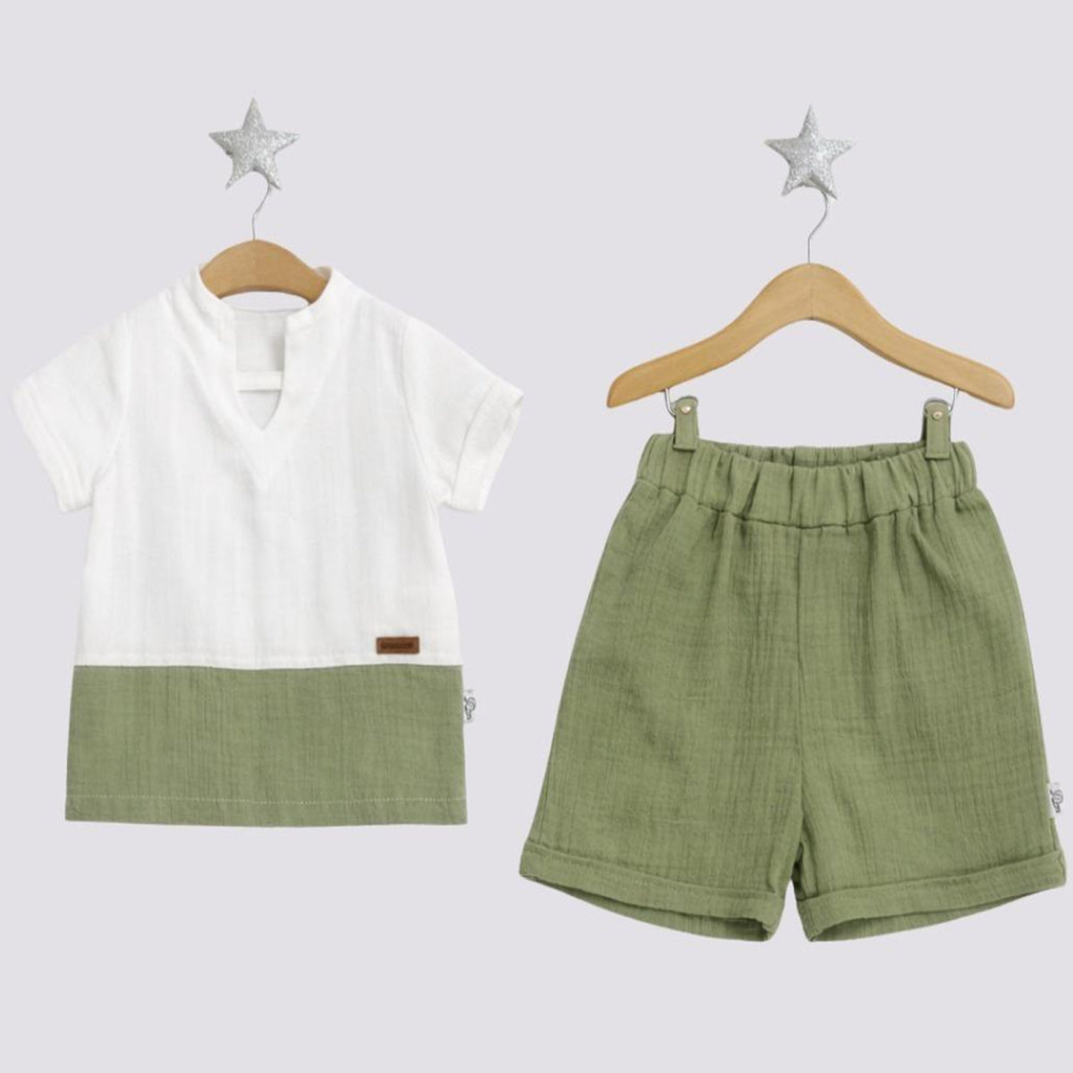 Duo-Tone Muslin Mix Tshirt and Short Set - Mini Me
