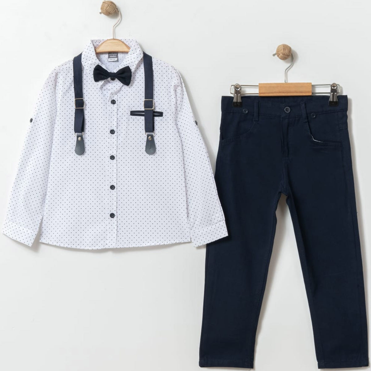 Kids Gentleman Outfit with Suspenders & Bow Tie - Mini Me