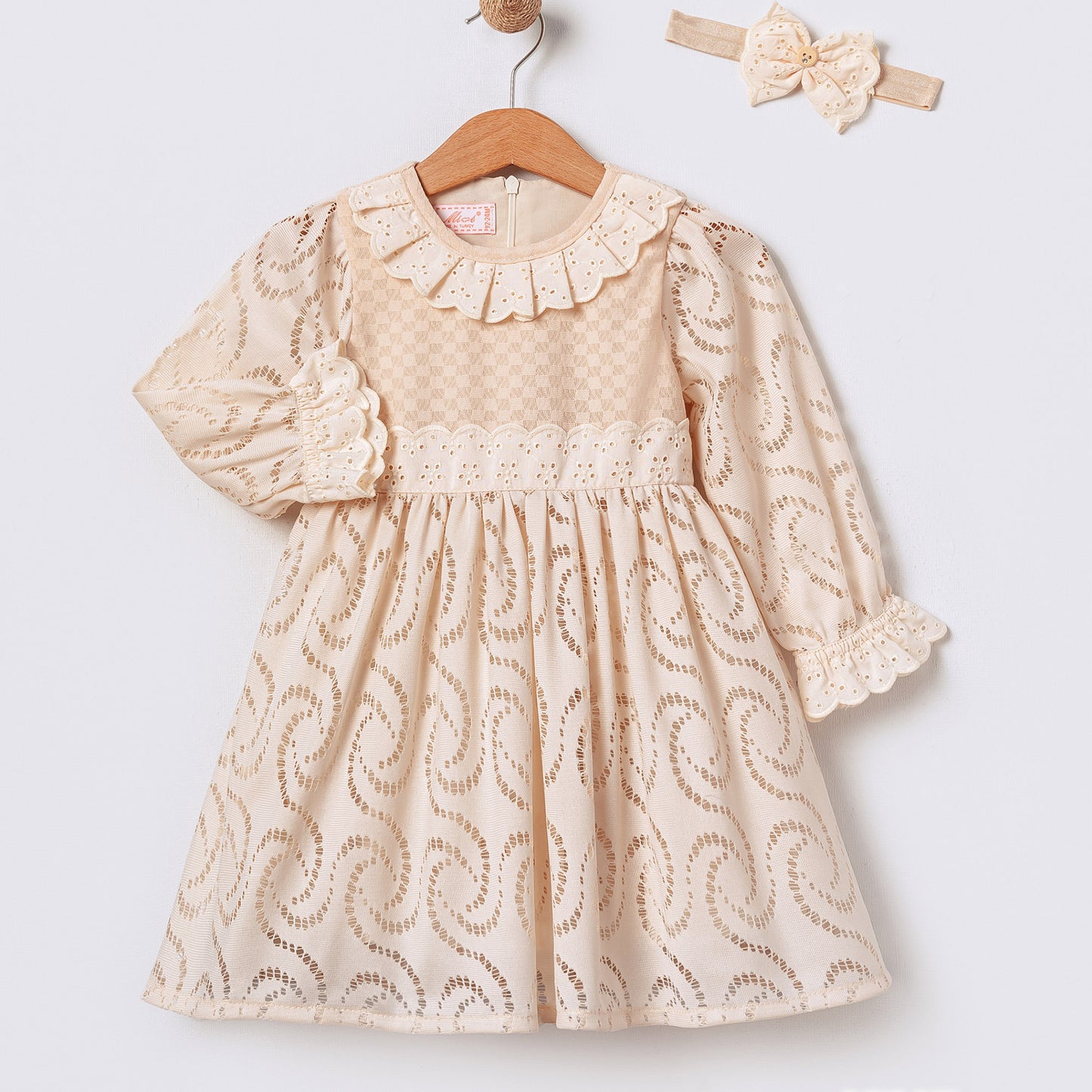 The Vintage Grace Cream Lace Dress - Mini Me