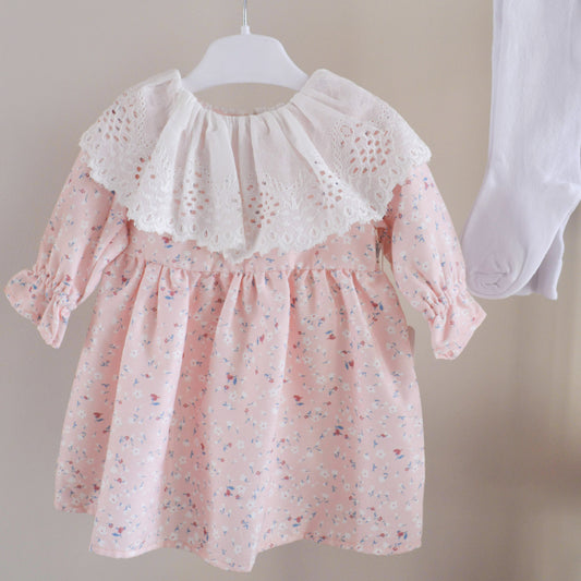 Aurora Floral Lace Collar Dress - Mini Me