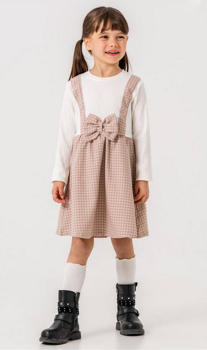 Bow Plaid Pinafore Dress