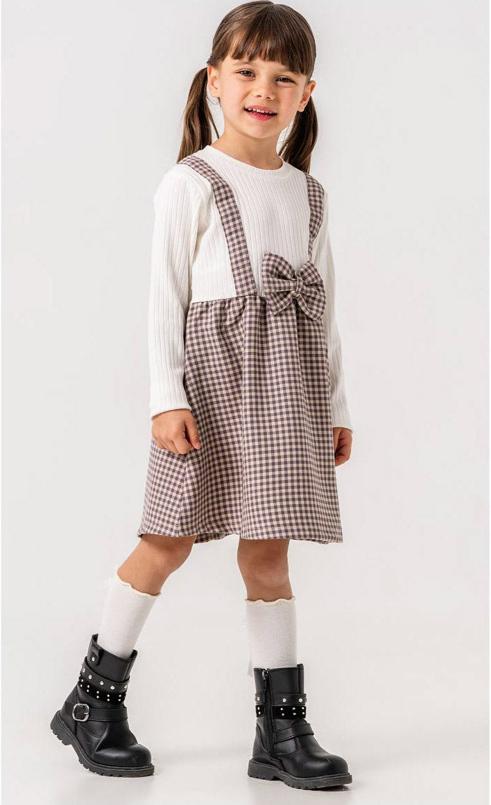 Bow Plaid Pinafore Dress
