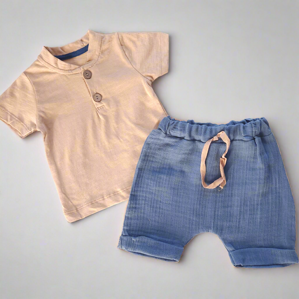 Summer Cotton Tee and Muslin Short Set - Mini Me