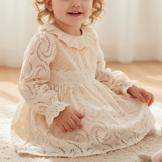 The Vintage Grace Cream Lace Dress - Mini Me