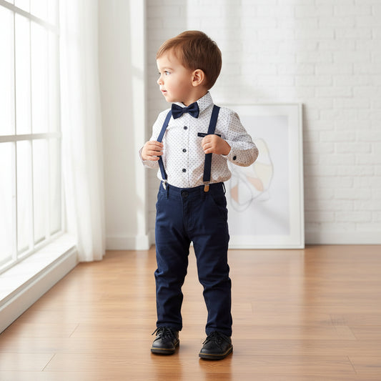Kids Gentleman Outfit with Suspenders & Bow Tie - Mini Me