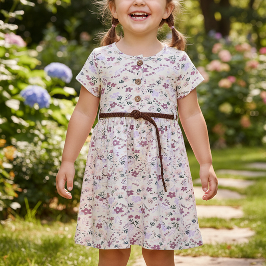 Floral Pixie Girl Dress and Belt - Mini Me