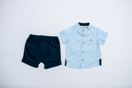 Printed Smart Boy Short Set