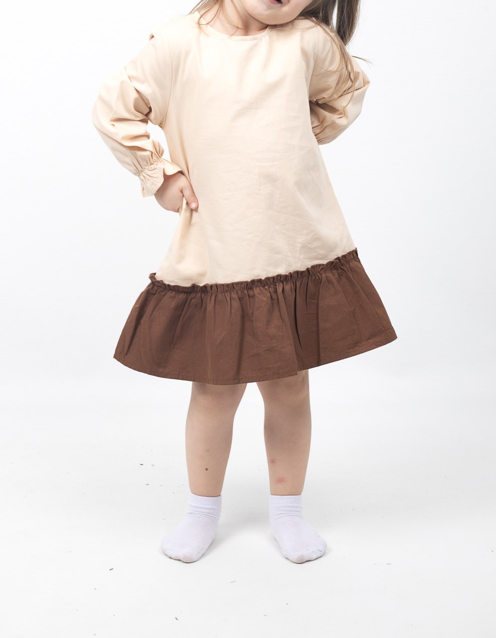 Two Toned Ruffle Hem Dress