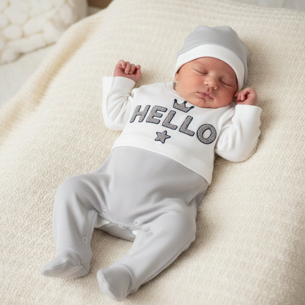 Hello Baby Boy Onesie - Mini Me