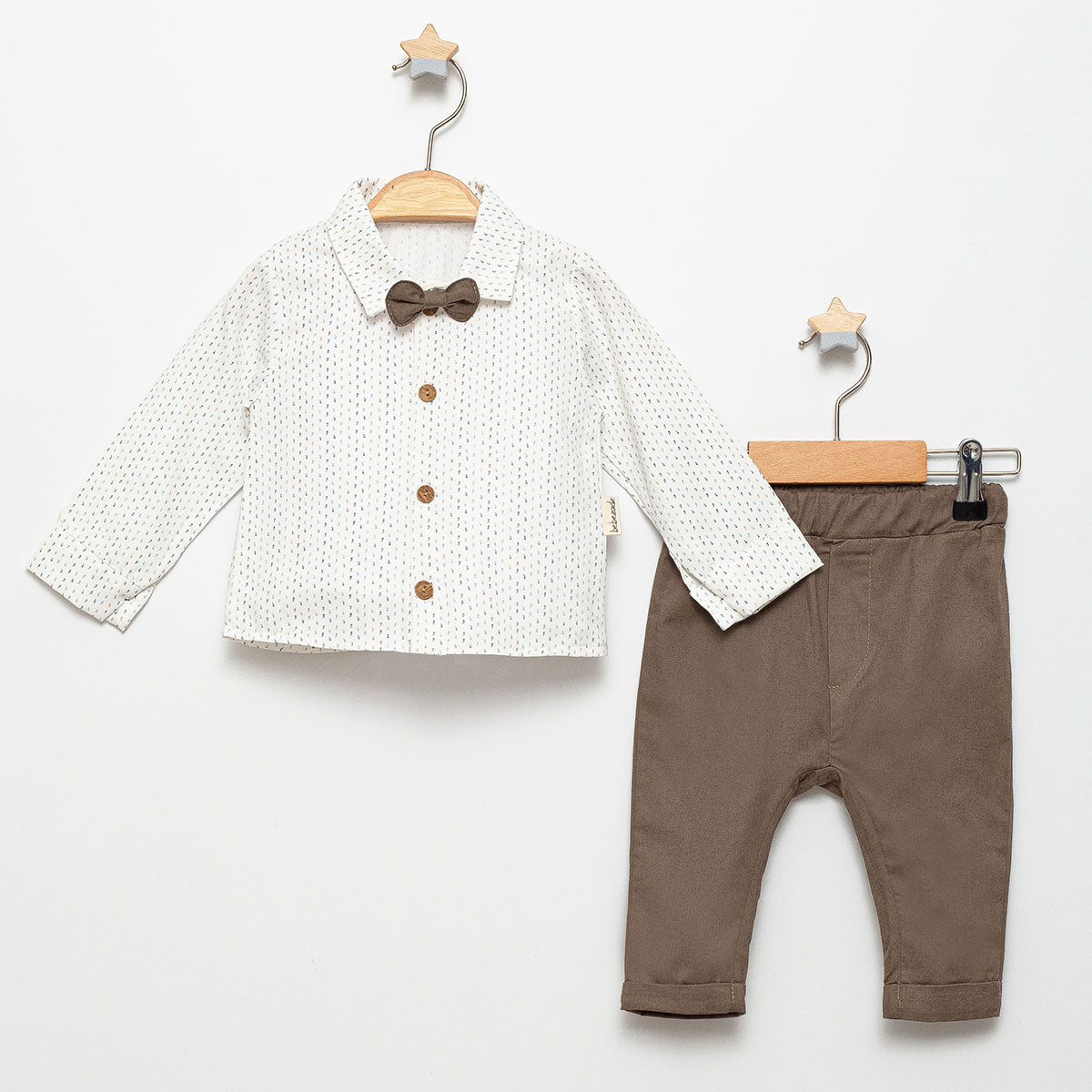 Long Sleeved Printed Baby Boy Shirt and Pants