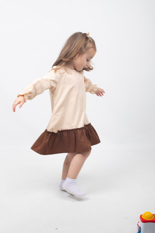 Two Toned Ruffle Hem Dress