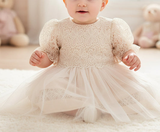 Elizabeth Ivory Lace Tulle Baby Dress - Mini Me